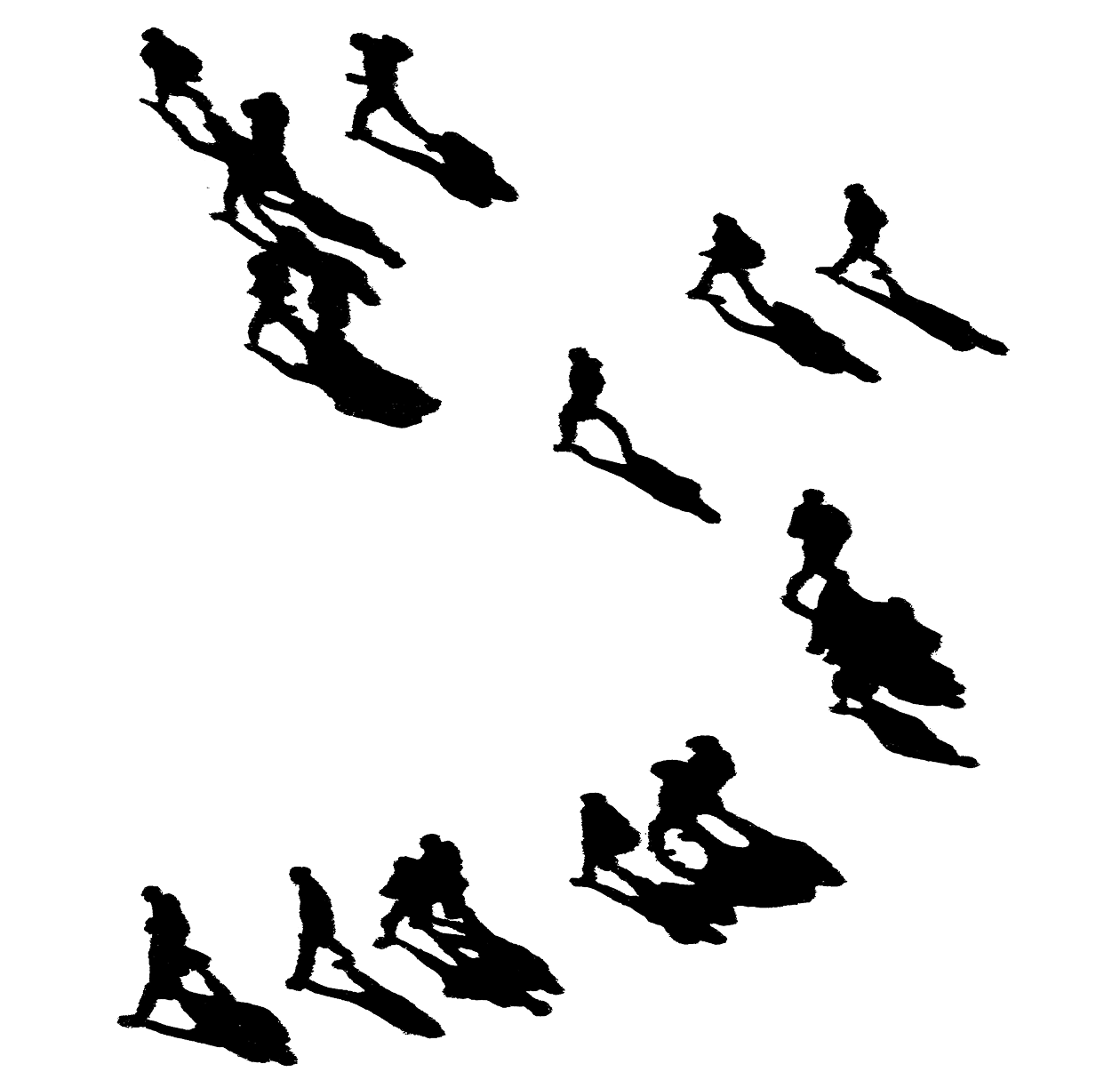 Black ink illustration of figures